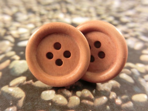 Schlichte braune Holzknopf Ohrstecker Natur Button